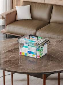 1 Pieces - Multi-Color Transparent Medical Storage Box - Large-Capacity Multi-Layer With Lid First Aid Kit - Home Medicine Organizer Box - Essential For Renters In Emergencies, And Must-Have For Mothers And Families For Health Care. - Multicolor - View 6