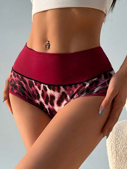 Sexy High Waist Women Panties Ice Silk Leopard Seamless Briefs Stretch Comfortable And Breathable Lingerie Sports Underwear