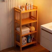 LOVEWE 4-Tier Bamboo Storage Shelf Unit) Multifunctional, Anti-Wobble, Bathroom/Bedroom/Kitchen (Space-Saving Design - 4 Layers - View 5