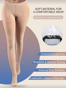 女士20-30mmHg中度压力连裤袜，透气柔软，高腰性感紧身裤，舒适 - 彩色 - 查看 4