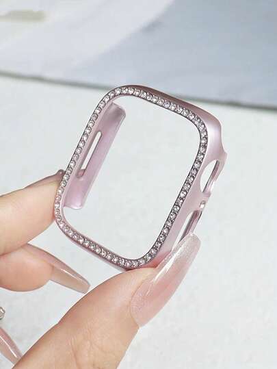 Men Women Pink Bling Cover Crystal Rhinestone Bumper Protective Case, 1PC Hard PC Ultra Hollow Out Watch Case, Compatible With Apple Watch 40/41/42/44/45/46/49mm, For Apple Watch Series Ultra/SE/11/10/9/8/7/6/5/4, Intelligent Watch Case Accessories