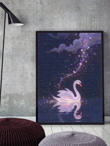 |5D DIY Diamond Painting|Starry Night White Swan With Reflection DIY Diamond Art Kit,Elegant White Swan,Shimmering Starry Trai.Handmade Decorative Painting,5D DIY Embroidery Mosaic Art, Make Your Own Wall Art DIY,Enjoy Hands-On Fun - No Frame - View 2