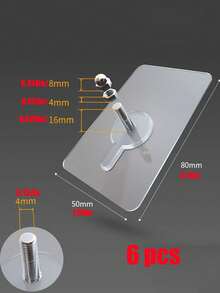 6个现代自粘式墙钩，可重复使用，PC+不锈钢螺丝，无需钻孔，适用于厨房置物架、客厅搁板、浴室毛巾架，可拆卸，无需用电 - 透明 - 查看 11