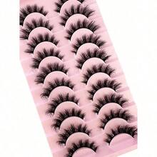 LYBCG 10Pairs Of 3D Fluffy Artificial Mink Eyelashes Slim False Eyelashes Thick False Eyelashes Curling False Eyelashes 3D Natural False Eyelashes Suitable For Holiday Parties False Eyelashes Cat Eye Lashes For Cosplay Manga Various Occasions - 黑2 - 查看 5