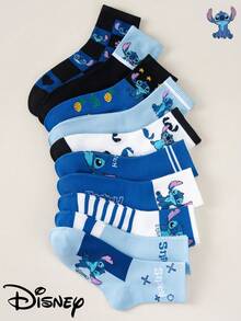 Disney 1/5/10双装随机卡通图案儿童袜子，四季皆宜的休闲百搭款式，适合男孩女孩日常穿着，也是一份很棒的礼物。 - 彩色 - 查看 6