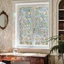 1/3pcs Colorful Privacy Window Film, Floral & Plant Themed Static Cling Window Sticker, Reusable, Suitable For Bathroom, Kitchen, Bedroom, Balcony And Home Decor - Multicolor - View 8