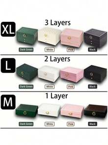 3-Layer High Capacity Locked Jewelry Box, Luxury Multi-Function Storage Container, Drawer Style Jewelry Organizer, Suitable For Storing Earrings, Rings, Watches, Necklaces, Bracelets, Holiday Gift - Multicolor - View 7