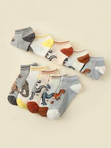 5pcs Baby & Kids Casual Cute Dinosaur Pattern Ankle Socks - Multicolor - View 3