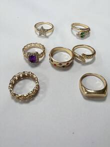 7pcs/Set Unique Design Elegant Star Stacking Rings Set, Suitable For Men And Women, Ideal For Holidays, Parties, Daily Wear, Birthday Gifts, Jewelry Gifts - Multicolor - View 4