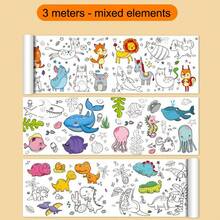Extra Long Creative Graffiti Scroll, Children's DIY Painting, Includes Animal, Fruit, Marine Life Patterns, Suitable As Birthday Gift - Multicolor - View 14