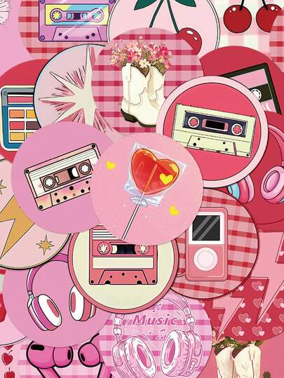 50pcs Bright Story Cover Stickers For Diary, Scrapbook, Planner, Luggage, Phone Case, Tablet, Skateboard, Guitar, Holiday Decoration, Self-Adhesive Sealing Stickers