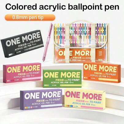 6pcs Calligraphy 0.8mm Colored Acrylic Painting Gel Pens Set Bold Tip Ballpoint For Writing Drawing Painting Marker School Back To Schoo