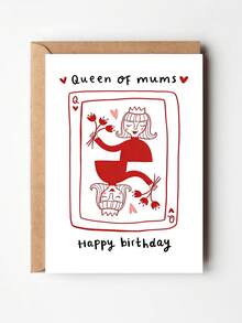 1pc Cute Mum Birthday Card With Envelope, "Queen Of Mums" Happy Birthday Card For Mom, Sweet Greeting Card From Daughter Or Son - Multicolor - View 7