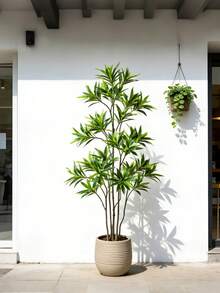 Cây cọ tre nhân tạo 50-133cm, cành cây Litsea giả, lá cây sung bằng nhựa, lá cọ giả trông như thật, cây lô hội giả, cây Dracaena dùng để trang trí nhà cửa, sân vườn, cửa hàng, văn phòng (không kèm chậu), 1 cây. - màu xanh lá - Xem 2