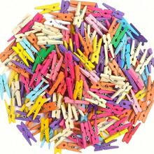 Mini Wooden Clothespins, Colorful Wood Clips, Photo Clips, DIY Craft Clips, Christmas Decoration, Wedding Decor, Party Supplies, Photo Wall Clips, Hanging Pegs, Small Wooden Clips - Random Color - View 1