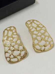 SP镜面耳环，重工复古轻奢高档油彩豹纹斑点耳环，简约轻奢气质耳环，女士独特艺术耳环 - 彩色 - 查看 4