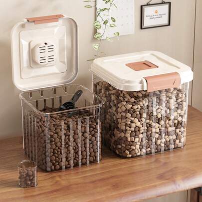 Airtight Rice Storage Container / Grain Bin (14.3 Lb Capacity) - Ideal For Storing Dog Food, Cat Food, Birdseed, And Other Pet Foods; Offers Excellent Freshness Preservation, Is Easy To Transport, And Is .