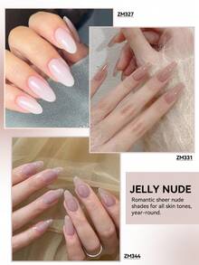 ZIMOOM 12毫升裸色及透亮色系果冻凝胶指甲油，半透明自然光泽美甲效果，可卸除，UV/LED灯固化，在家即可享受沙龙级美甲体验 - 彩色 - 查看 3