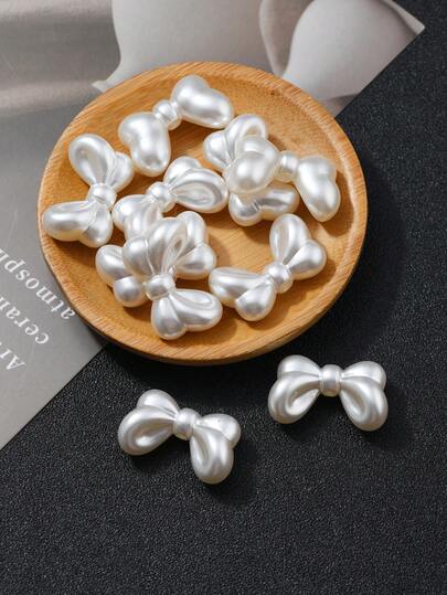 10pcs Pearl Color Plastic Bowknot Ties With Double Holes, Suitable For DIY Handmade Bracelets, Necklaces, Simple Handicrafts, Potted Plants Decoration, Craft Supplies, Clothing Accessories, Wedding & Bridal DIY Materials