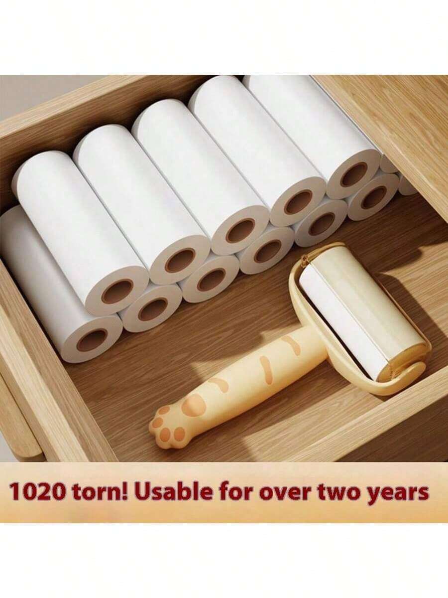 Bộ lăn bụi hình chân mèo, dụng cụ loại bỏ lông thú cưng siêu dính cho quần áo, thảm, ghế xe hơi, bao gồm 5 cuộn thay thế.