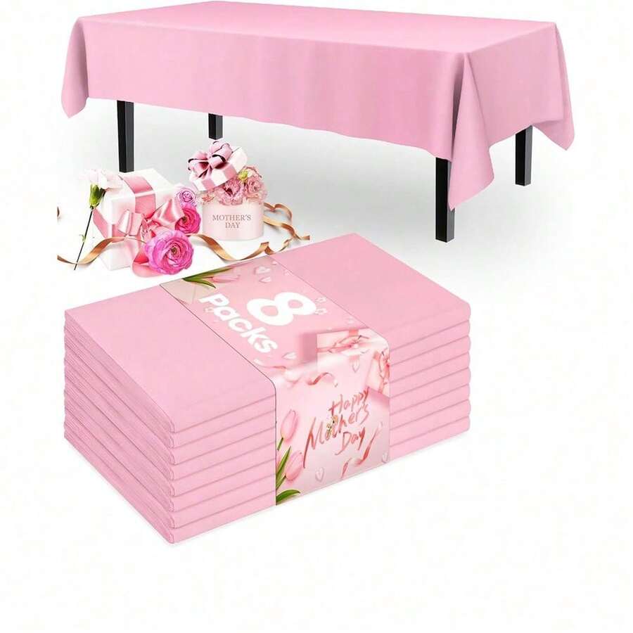 5/8pcs Set - Plastic Tablecloth, Suitable For Rectangular Tables, Light Green Disposable Tablecloth, Waterproof Grayish Green Tablecloth, Suitable For Birthday, Bridal Wedding, Baby Shower, Back To School, Children's Supplies, Backpacks - Multicolor - View 1