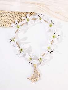 1pc Bohemian Tropical Imitation Flower Adjustable Headband, Women Hair Accessories - Multicolor - View 7