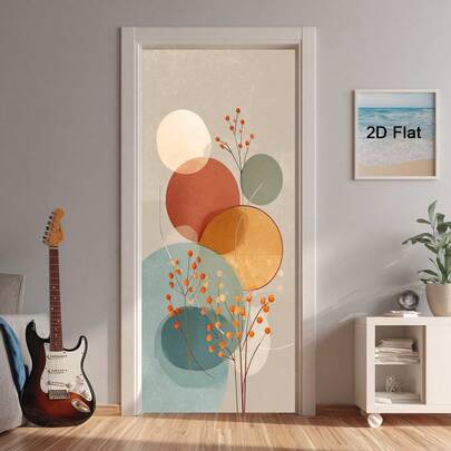 1/2pcs Modern PVC Door Sticker For Tenants - Removable Peel-Off Privacy Film, Abstract Round Pattern, Glossy Vinyl Decorative Sticker For Doors, Partitions, Panels - Easy To Apply, Leaves No Residue, 2D Flat Design