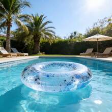 1pc Transparent Sequin Swimming Ring, Adult Transparent Inflatable Cute Underarm Thick Circle Large Buoyancy Swim Ring - Clear - View 25