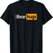 Free Bear Hugs Of Funny Free Gay Hugs With Gay Pride T-Shirt - 黑色 - 查看 1