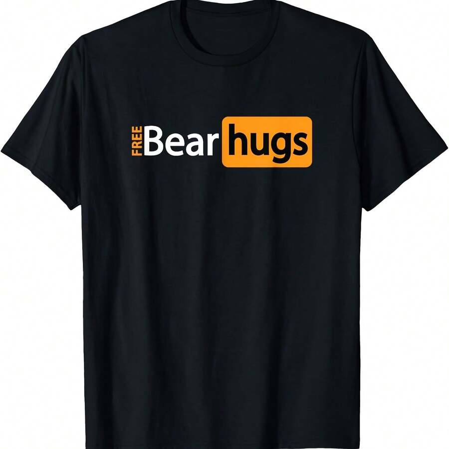 Free Bear Hugs Of Funny Free Gay Hugs With Gay Pride T-Shirt - 黑色 - 查看 1