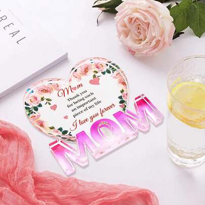 Quà tặng Ngày của Mẹ - Quà kỷ niệm sinh nhật thể hiện lòng biết ơn do con gái và con trai tặng mẹ. Món quà được in trên chất liệu acrylic (dành cho mẹ) - Vật trang trí thích hợp để đặt trên bất kỳ mặt bàn nào.