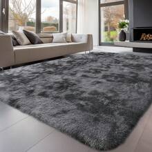 Sour Lemon Large Size Fluffy Rugs, Non-Slip Soft Shaggy Floor Carpet Mats & Rugs For Room Decor, Washable Nonslip Modern Area Rug, Modernstyle Antislip Decorative Carpets For Home Livingroom Bedroom Nursery, Big Rug, Large Rug, Home Decor - Nhuộm Tie-dye Xám đậm - Xem 7