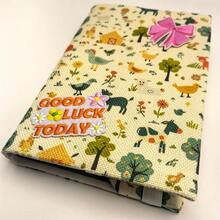 1pc Handmade Quirky Animal Print Fabric Book Cover, Flat Printed Planner/Notebook Sleeve, Gift For Book Lovers & Couples - Single Piece - View 5