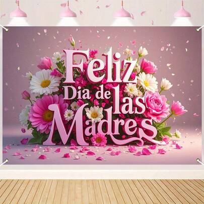 2D Flat Version, [Party Banner] 2D Flat Banner 1 Mother's Day Banner Decoration Background Happy Mother's Day Photography Background Seasonal Festival Background Suitable For Indoor And Outdoor Garden Courtyard Party Home Decoration, 2D Flat Version