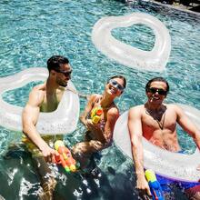 Anillo de natación con forma de corazón grande para adultos, cama flotante inflable gruesa, material de PVC duradero con diseño antifugas, flotabilidad estable y alta capacidad de carga, válvula de inflado y desinflado rápido para una configuración fácil, adecuado para piscinas, playas, lagos, ideal para fiestas en la piscina, vacaciones en la playa, fiestas de solteros, recreación acuática al aire libre - Multicolor - Ver 10