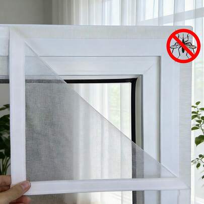 1片白色网状窗纱，自粘式防蚊防尘网，安装简便