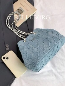 Túi đeo vai dây xích thời trang, đa năng, thiết kế tối giản, phù hợp cho công sở và đi làm. - Màu xanh nhạt - Xem 9