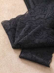 5pcs Sexy Lace Thong Panties, Low Waist, High Elasticity, V-Shape Waistband Women's Underwear, Spring/Summer - Black - View 9