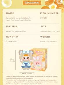 Samuel Happy Picnic 熊兔软萌玩具盲盒，可爱动物造型背包挂件，360°旋转眼睛，可爱迷你复活节神秘盲袋，6+1款可收藏复活节玩具，女孩礼物（盲盒，神秘盲袋，神秘盒，可爱小玩意），非毛绒 - Randomly select a cute doll - 查看 12