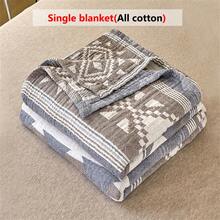 1 chiếc chăn gạc 3 lớp mềm mại và thoải mái, 100% cotton, trọng lượng cao, họa tiết kẻ caro thân thiện với da, kết cấu mịn và mềm mại, thích hợp để ngủ trưa, nghỉ ngơi, làm khăn choàng, hoàn hảo để thư giãn và ôm ấp. - GELIN-Xanh-Xám - Xem 5
