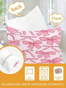 2PCS Toddler Bedding Set Pink Bow Duvet Set(Four Season Collection) Double-Faced Duvet Cover Set For Baby Children'S Machine Washable Suitable For Newborn Beds Crib Giving Gifts During Holidays (1 Single-Sided Printed Pillowcase+1 Double-Sided Printed Duvet Cover,No Filling Material) The Pillowcase Is Single-Sided Printed And Measures 40x60cm 100% Polyester - Multicolor - View 5