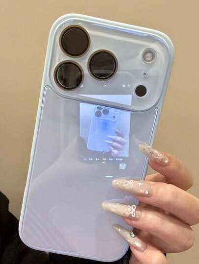 Luxury Solid Color Glossy Glass Phone Case For IPhone 17 Pro Max 16 15 14 13 12 11 Pro Max, Protective Lens, Anti-Fall, Anti-Shock, Hard Back Cover