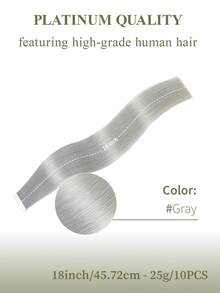 DNE HAIR 10片装100%真人发隐形无痕接发片，14-22英寸灰色直发，丝滑柔顺，发尾浓密，适合细软发质，沙龙及日常使用皆宜，适合所有女性和女孩。 - SGray - 查看 16