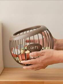 Large Capacity Coffee Capsule Storage Basket, Suitable For All Coffee Capsules, Coffee Capsule Holder, Countertop Coffee Bar Metal Coffee Capsule Storage Rack - Multicolor - View 6