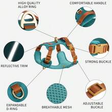 Anti-Pull Pet Harness, Easy To Wear Adjustable Reflective Pet Vest With Handle And Front Buckle, Breathable Oxford Mesh Escape-Proof Protection For Small To Medium Dogs, Comfortable Training And Walking Vest Suitable For 5-60 Lbs Small And Medium Dogs - Multicolor - View 5