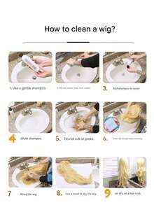 1顶长波浪刘海假发，长波浪卷发刘海假发，动漫角色扮演假发，公主假发，长波浪角色扮演合成纤维假发，耐热合成纤维假发，适合动漫、万圣节派对、音乐节等场合，尺寸可调节，完美贴合，假发配件 - 彩色 - 查看 6