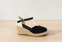 Alpargatas de Cuña clasica- Sandalias de Yute en Varios Colores  Bohemio    Hebilla    Vacación  Casa - Negro - Ver 2