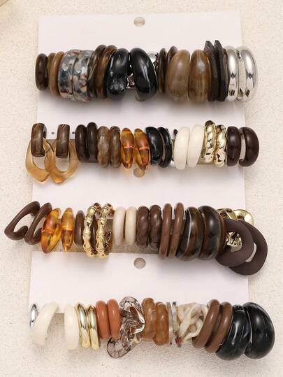 1-20 Pairs Random Heart, Letter, Vintage Coin, Geometric Exaggerated Fashion Earring Set, Blind Box Combination, Suitable For Women, Mother's Day, Valentine's Day, Christmas, New Year, Daily Wear