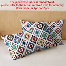 1pc Minimalist Modern Bohemian K Pattern Printed Washed Pillowcase, Bedroom Pocket Closure Soft Pillow Cover, Bedding - Multicolor - View 2