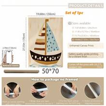 1件装带框帆船主题墙饰，适用于儿童房、波西米亚风游戏室装饰、趣味海岸风装饰、女孩房墙饰、男孩房墙饰、婴儿用品、儿童房装饰、游戏室装饰，防水 - 彩色 - 查看 12